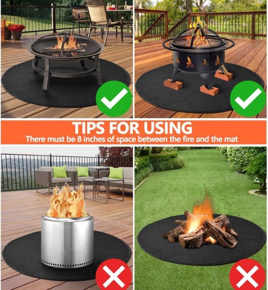 Tuin vloermat 36 inch - Bescherming onder barbecue - Zwart