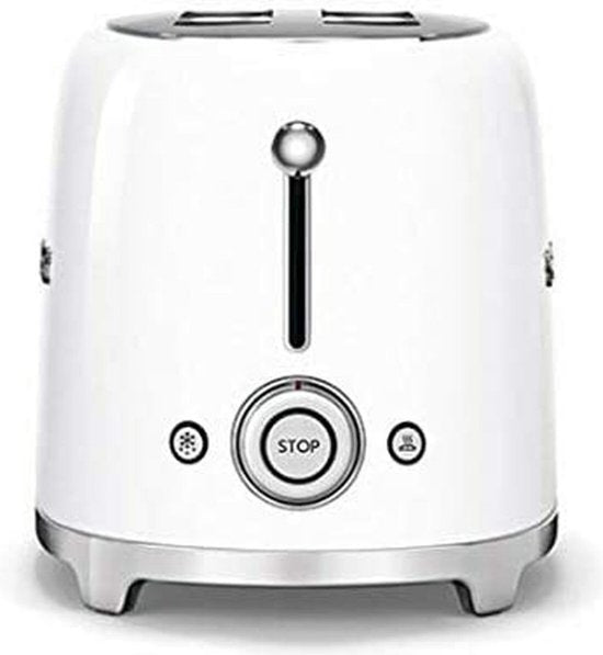 SMEG TSF02WHEU Broodrooster - 4 Sneden - 2 Lange Sleuven - 1500W - 6 Bruiningsstanden - Ontdooifunctie, Opwarmfunctie & Bagelfunctie - '50s Style - Wit