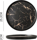 2-delige luxe marmeren bordenset mat zwart Ø25,2/Ø20 cm