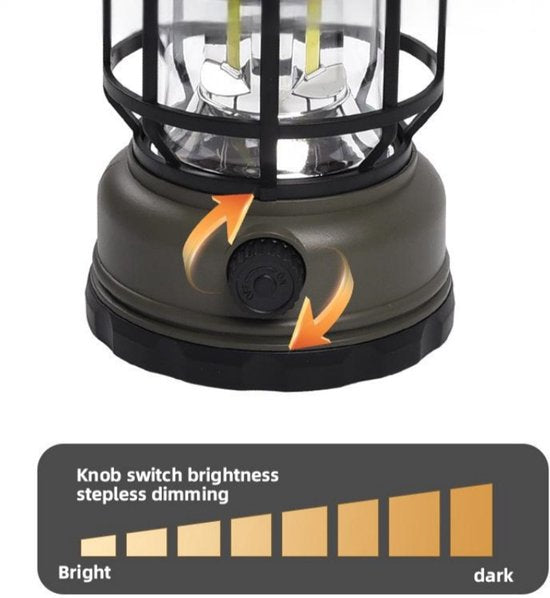 Multifunctionele Compacte Kampeerlamp met Powerbank - Duurzaam, Dimbaar & Waterdicht - USB/Zonne-Energie Opladen - Ideaal voor Outdoor & Tuin