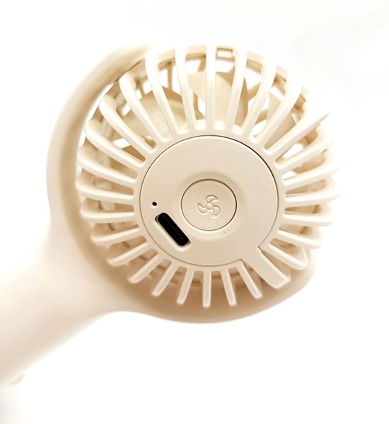 Draagbare Handventilator met grote capaciteit en Krachtige Windkracht-USB Oplaadbaar- Perfect voor Onderweg - 3 Snelheidsniveaus -wit-75 x40 x 140 mm