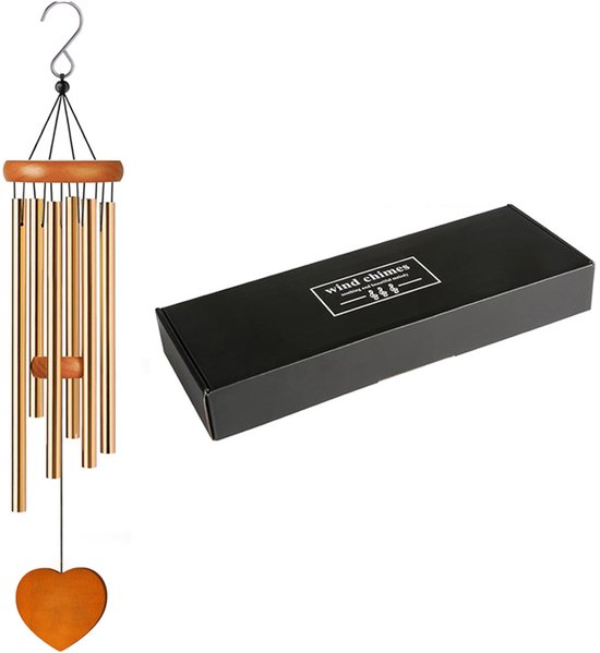 Waterdichte aluminium windgong voor buiten, goudkleurig, 65