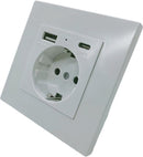 Inbouw Stopcontact met USB-A & USB-C Poort - Wit - Kinderbeveiliging