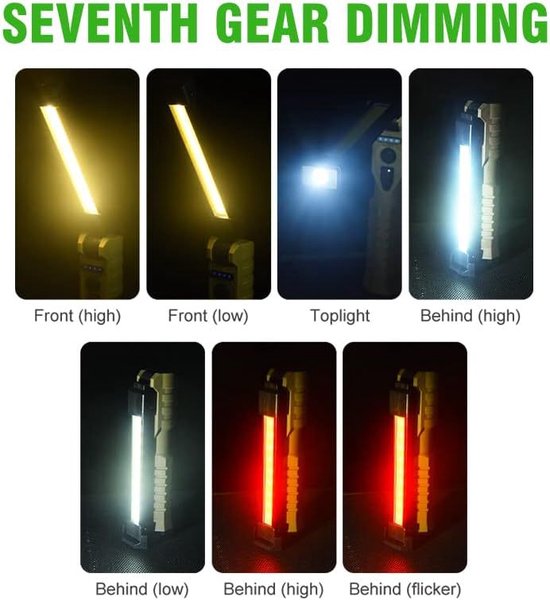 Oplaadbare Multifunctionele LED Werklamp met Sterke Magneet en Haak –bureaulamp- Ideaal voor Werk en Noodsituaties-zwart