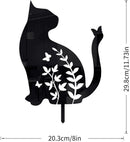 Merkloos Metalen Kat Tuinsteker, Vlinder Silhouet 20x31cm