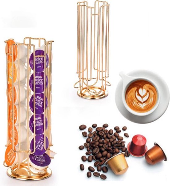 metalen rooster vergulde roterende  dolce gusto capsulehouder  24st goud