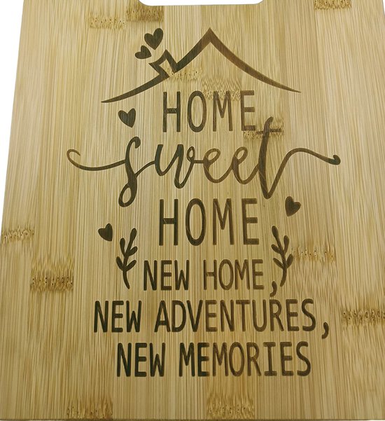 Bamboe Snij- en Serveerplank 'Home Sweet Home' - 28x22 cm