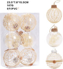 Set van 18 Luxe Transparante Kerstballen - Natuurlijk Design met Jute, Bloemen en Vezels - Duurzaam en Herbruikbaar-Ø 7.8 cm