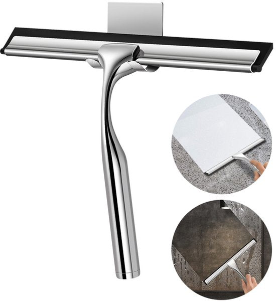 RVS Douchewisser 25 cm – Magnetische Houder | Zonder Boren | Strepenvrij Glas & Tegels