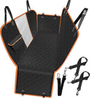TDR - Hondendeken Auto Achterbank en Kofferbak - Beschermhoes - Hondenkleed - Honden Deken Auto Achterbank - 137x147 cm - Zwart met Oranje
