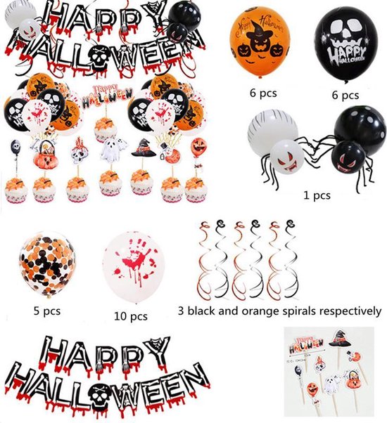 38 delig verjaardagset - Thema: Halloween - Versiering voor feestjes, verjaardag - feestdecoratie