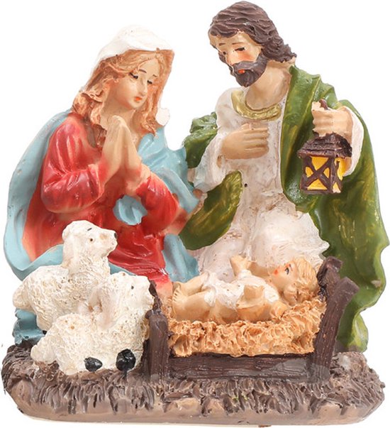 2-Delige Kerststal Set - Maria, Jozef en Kindje Jezus - Compacte en Gedetailleerde Kerstdecoratie