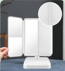 Driezijdige inklapbare make-up spiegel met LEDverlichting - 2+3 maal vergroting-Wit