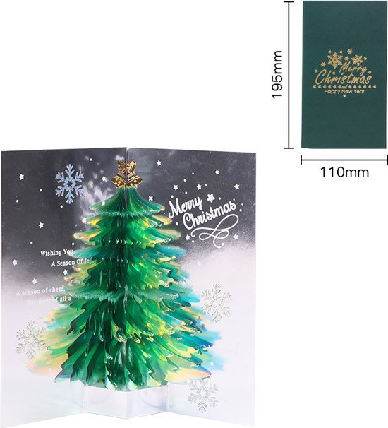 2x 3D Kerstboom Pop-up Kaart - Magische Groet Groen