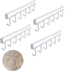 Keukenhaak Onder Plank – Set van 4 – Metaal – Zwart – 6 Haken – Ophangrek voor Keukengerei, Mok, Handdoek – 26cm