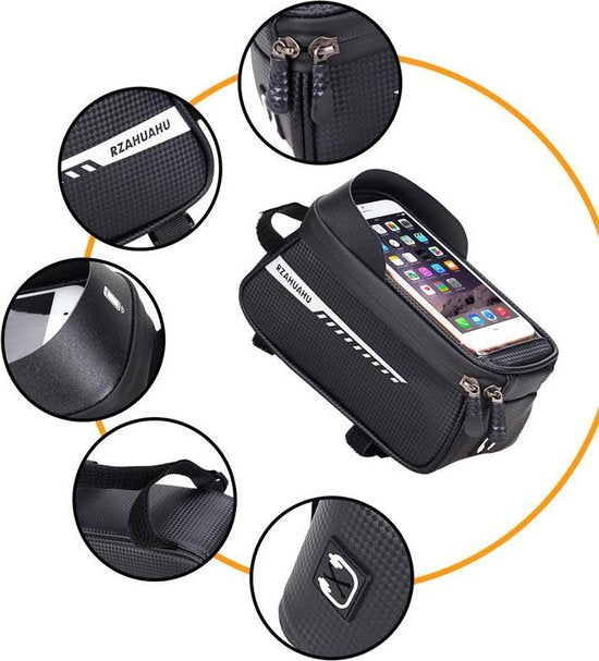 Waterdichte Fietsstuurtas Met Aanraakscherm En Zonneklep, Fietstelefoontas Met Grote Capaciteit (voor Iphone Samsung En Andere Smartphones Onder 6,5 Inch)-  zwart 21 * 9 * 10,5 cm
