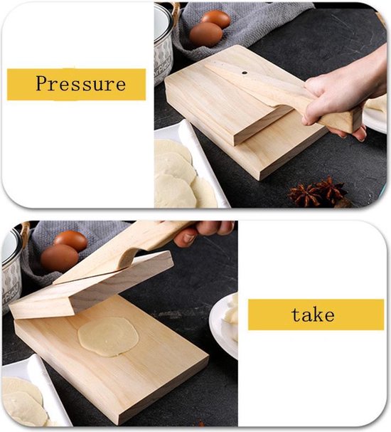 Tortilla pers - ook geschikt voor maken Taco's, Burrito, Wrap, Dumplings en Taartbodems - Duurzaam Gebruik - natuurlijk massief hout