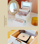 Luxe Sieradendoos met Spiegel en Sleutel - Wit