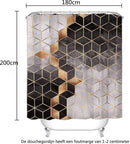 Waterdicht douchegordijn marmerpatroon 180x200CM zwart/goud