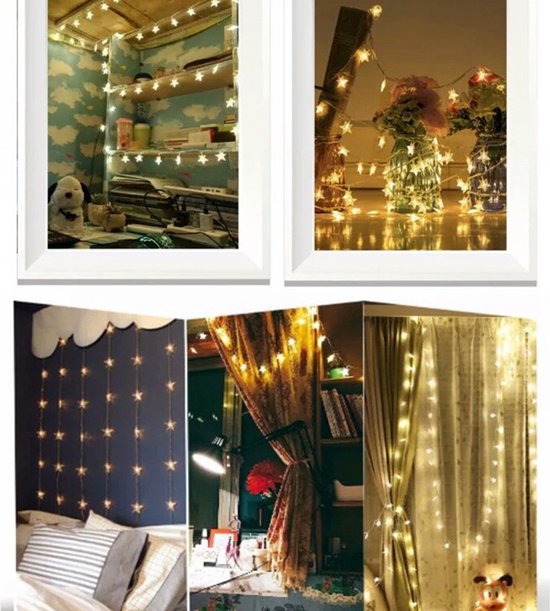 Led lampjes slinger- decoratieve ster lichtsnoer-werkt op batterij-warme kleur 5 meter 30 lampjes