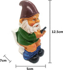 Grappige Kabouter Tuinornamenten-Kabouter op het Toilet met Mobiele Telefoon 5*7*12,5cm
