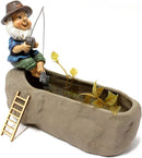 Charmante Vissende Tuinkabouter voor Uw Bloempot- Handgeschilderd Hars Beeldje voor Binnen- en Buitendecoratie