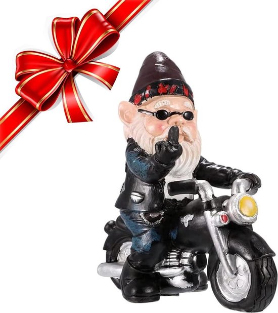 Grappige Tuinkabouter op Motor - 11x6.5x13CM