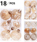 Set van 18 Luxe Transparante Kerstballen - Natuurlijk Design met Jute, Bloemen en Vezels - Duurzaam en Herbruikbaar-Ø 7.8 cm