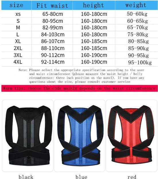 TDR - Houding Correctie Brace - Fysio - Postuur Corrector - Rug Band / Schouder Band - Brace voor rechte rug - Zwart - Maat M