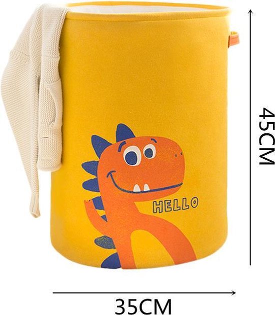 Opvouwbare wasmand - dinosaurus - geel 35x45cm