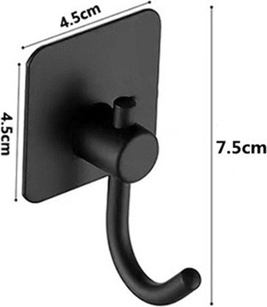 4 stuks Zelfklevende Handdoekhaakjes-Ophanghaken – Wandhaken-zwart