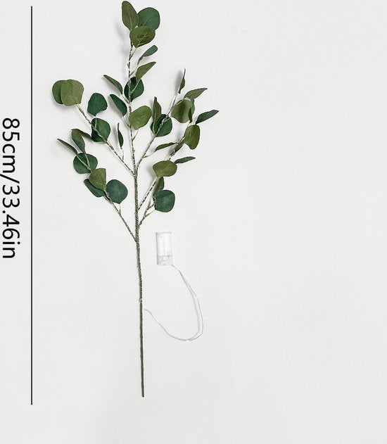 LED Verlichte Kunsttak - Appelbladeren met 30 Warm Witte LED’s-tafeldecoratie-feestelijke versieringen-85cm