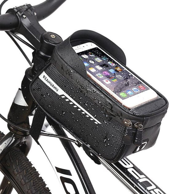 Waterdichte Fietsstuurtas Met Aanraakscherm En Zonneklep, Fietstelefoontas Met Grote Capaciteit (voor Iphone Samsung En Andere Smartphones Onder 6,5 Inch)-  zwart 21 * 9 * 10,5 cm