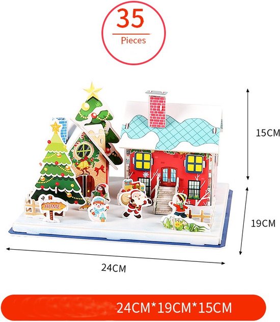 3D Kersthuis Puzzel – Winterse Magie en Educatief Speelplezi