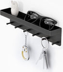 TDR - Sleutelrekje - 6 haakjes - met zelfklevende, en schroefbevestiging - RVS - 24,5 x 4.5 x 6 cm - Zwart
