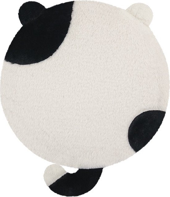 Rond Kussen Kat – 40×40 cm – Zwart/Wit Pluche Kussentje