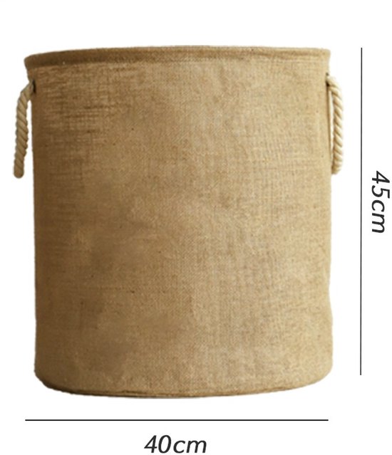 Wasmand katoen 52L - Rond opvouwbaar met handvaten
