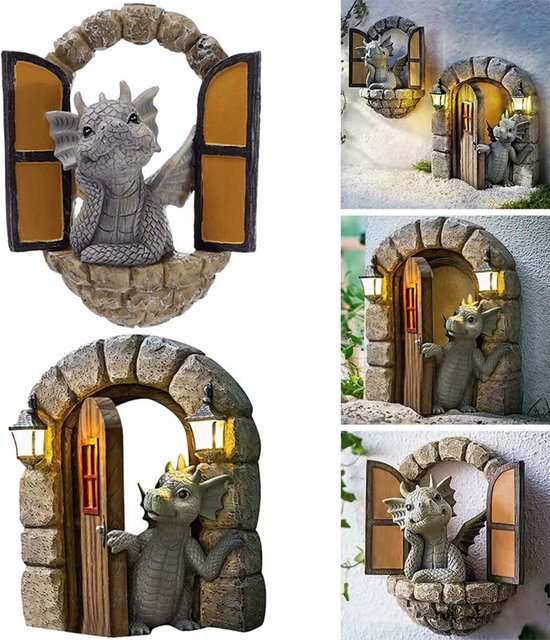 2x Kunststof Dinosaurus Tuin Ornamenten