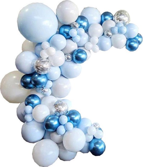 107 delig Ballonnenboog  - Blauwtinten voor verjaardag, jubileum, feestelijke opening, baby shower