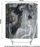 Waterdicht Marmerpatroon Douchegordijn - Luxe Uitstraling, Uitstekende Waterbestendigheid - Hoogwaardig, Extra Dik, Gemakkelijk te Installeren - 180x200CM-gijs/goud