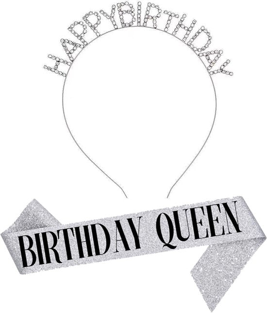 Merkloos Tiara-Sjerp 'Birthday Queen' Zilver