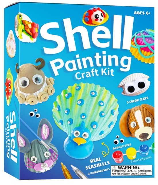 Schelpen schilderset 4-12 jr – 11 schelpen, 12 verfkleuren