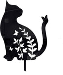 Merkloos Metalen Kat Tuinsteker, Vlinder Silhouet 20x31cm