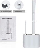 2x Antibacteriële Siliconen WC-borstel Set met Houder - Grij