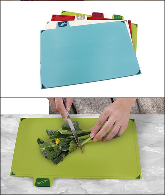 Snijplanken set - inclusief houder - 4 Snijplanken - Antibacterieel - Antislip