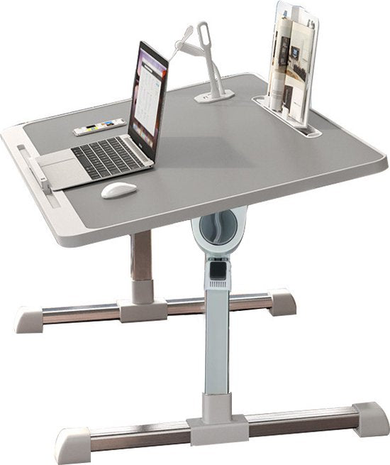 TDR-Inklapbaar en Verstelbaar Bedtafel-Laptoptafel-in hoogte verstelbaar minibureau-Schoottafel-Grijs