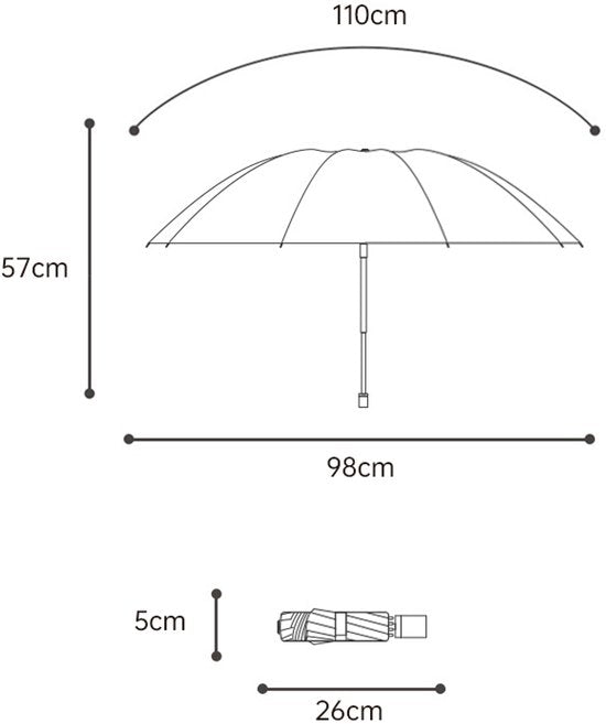 Opvouwbare bloemparaplu UPF50+ windproof 97 cm hemelsblauw