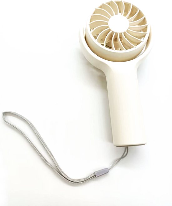 Draagbare Handventilator met grote capaciteit en Krachtige Windkracht-USB Oplaadbaar- Perfect voor Onderweg - 3 Snelheidsniveaus -wit-75 x40 x 140 mm