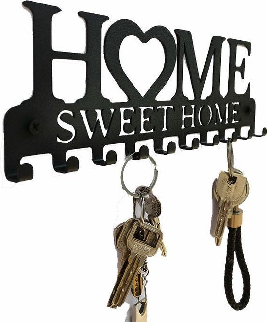 Unikorf Sleutelrek Home Sweet Home - 10 Haken - Zwart