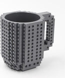 Build on Brick Mug - grijs - 350 ml - bouw je eigen mok met bouwsteentjes - BPA vrije drinkbeker cadeau voor kinderen of volwassenen - koffie thee limonade of andere dranken - pennenbeker - creatief accessoire voor op bureau